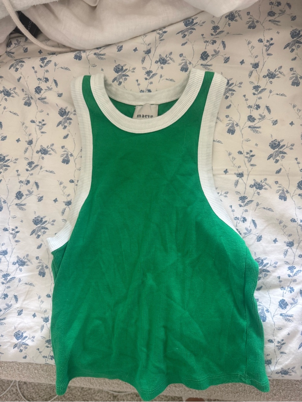 Maeve Green Tank with White Trim